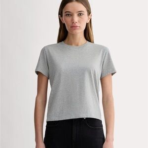 Everlane Organic Cotton Box-Cut Tee, Heather Grey, Small